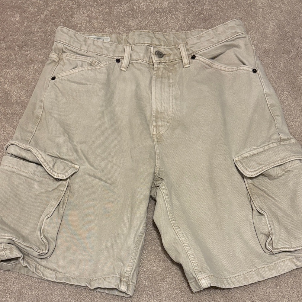 Men's Tan Cargo Shorts Zara 32 denim